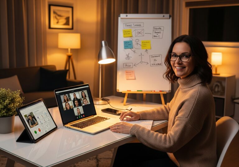 Online tutor teaching from home on Zoom