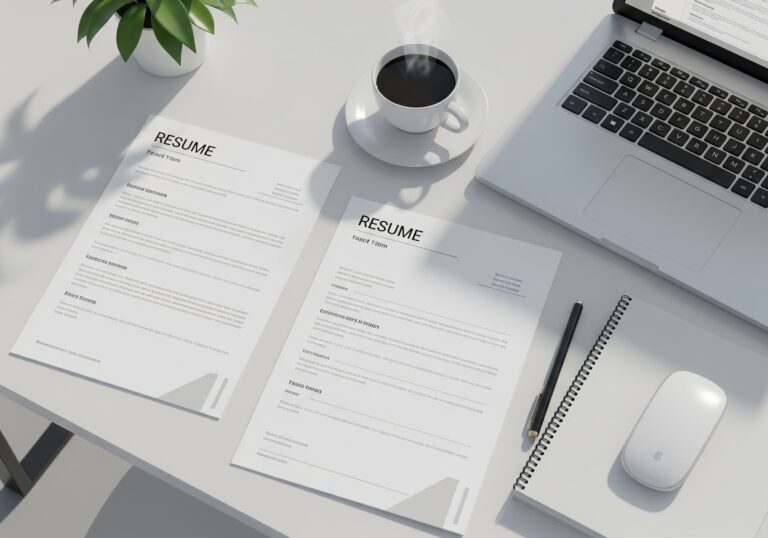 Modern ATS-friendly resume layout on desk